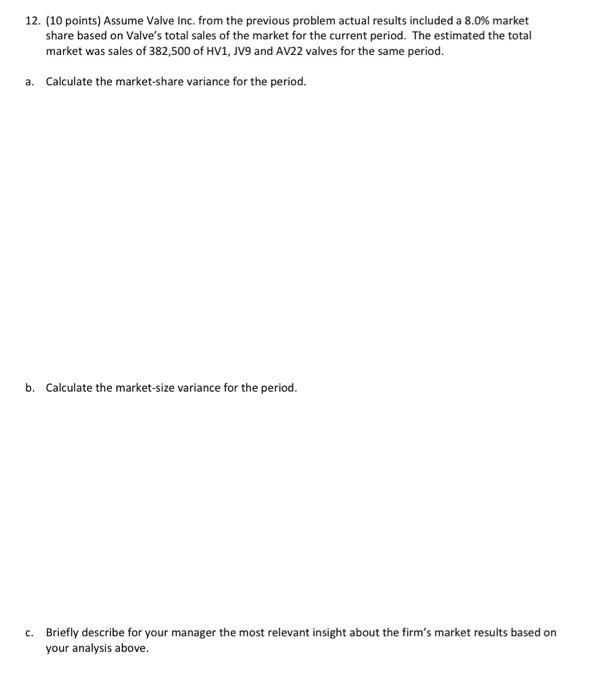  12. (10 points) Assume Valve Inc. from the previous problem actual