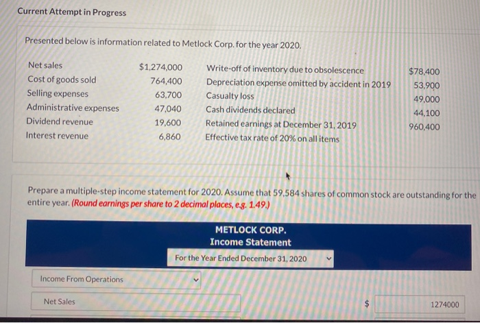  Current Attempt in Progress Presented below is information related to Metlock