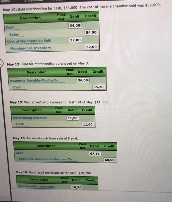 in advance!!! of May 1, 2019 (unless otherwise indicated), are as follows: