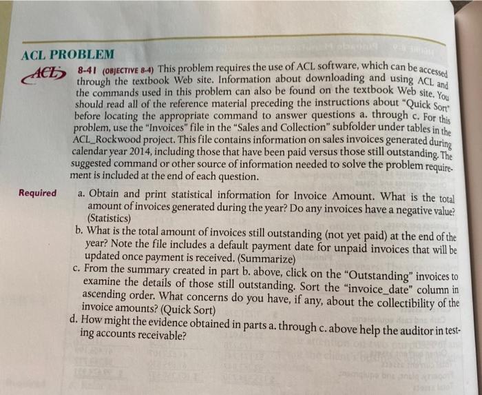  ACL PROBLEM ACL) homo che le :1 This problem requires the