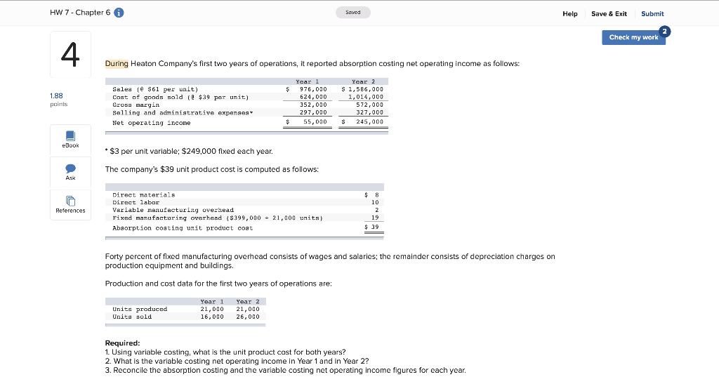 HW 7 - Chapter 6 A Saved Help Save & Exit