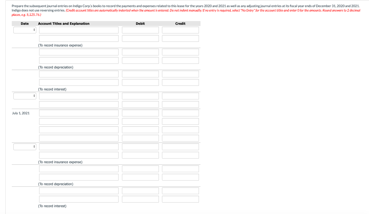 from Labelle Ltd. The following information concerns the lease agreement. 1. The