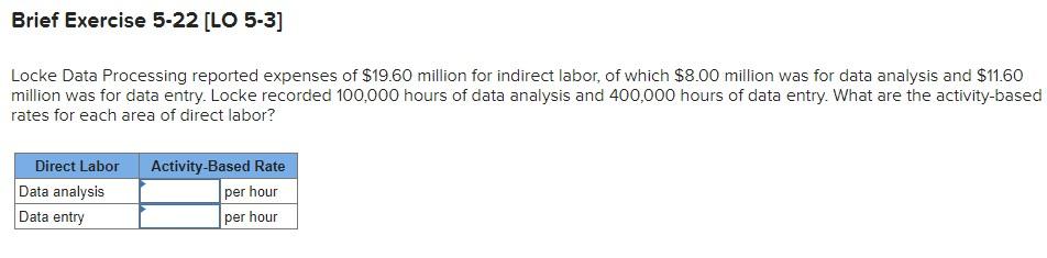  Brief Exercise 5-22 [LO 5-3] Locke Data Processing reported expenses of