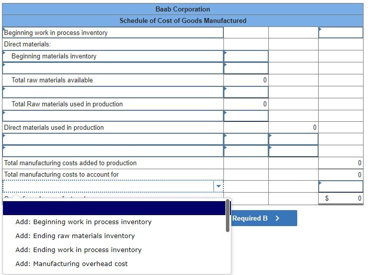 year: Raw materials Work in process Finished Goods Beginning Balance $ 14,350