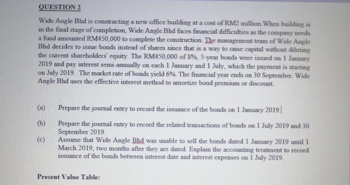  Financial Accounting & Reporting 2 QUESTION 2 Wide Angle Bhd is