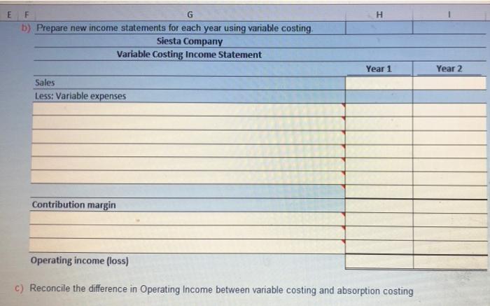 years are presented below: 3 a) V 4 5 Year 1 Year