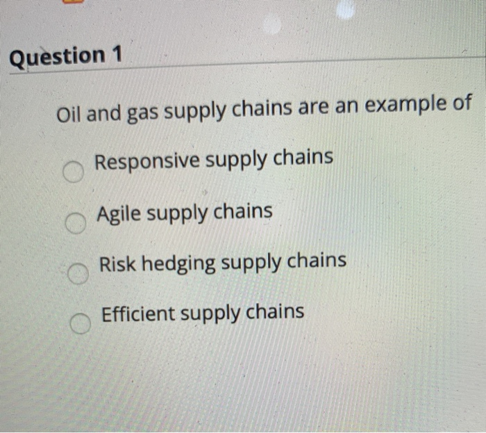  Question 1 Oil and gas supply chains are an example of