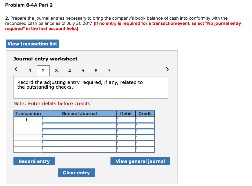 with its bank statement cash balance as of July 31, 2017 a.