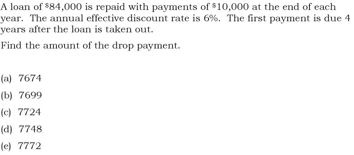 A loan of $84,000 is repaid with payments of $10,000 at the