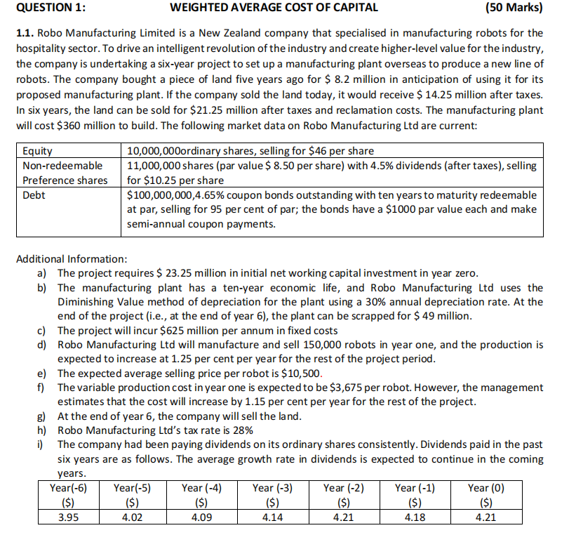  Requires Using the WACC computed in part (2) and assuming the