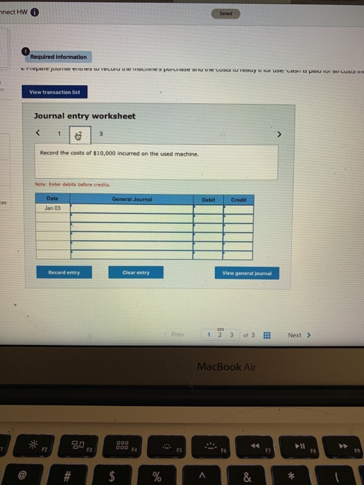 below Onslow Co. purchased a used machine for $240,000 cash on January