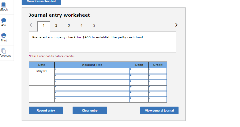 Perry Company set up a petty cash fund for payments of small
