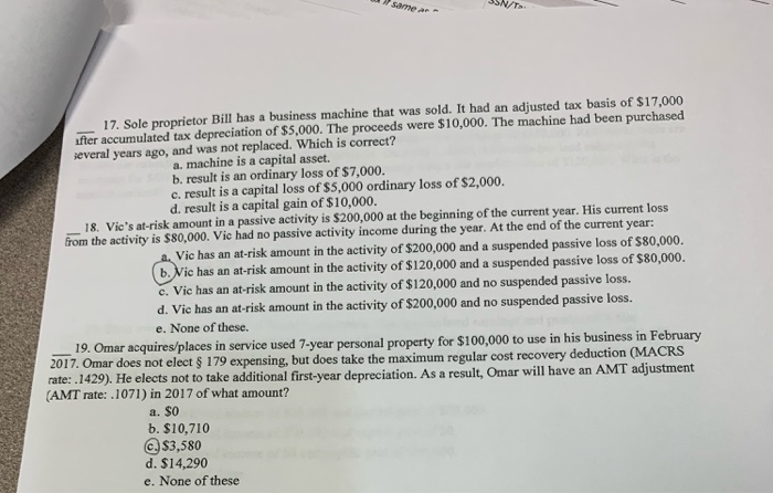  same ar 12 Sole proprietor Bill has a business machine that