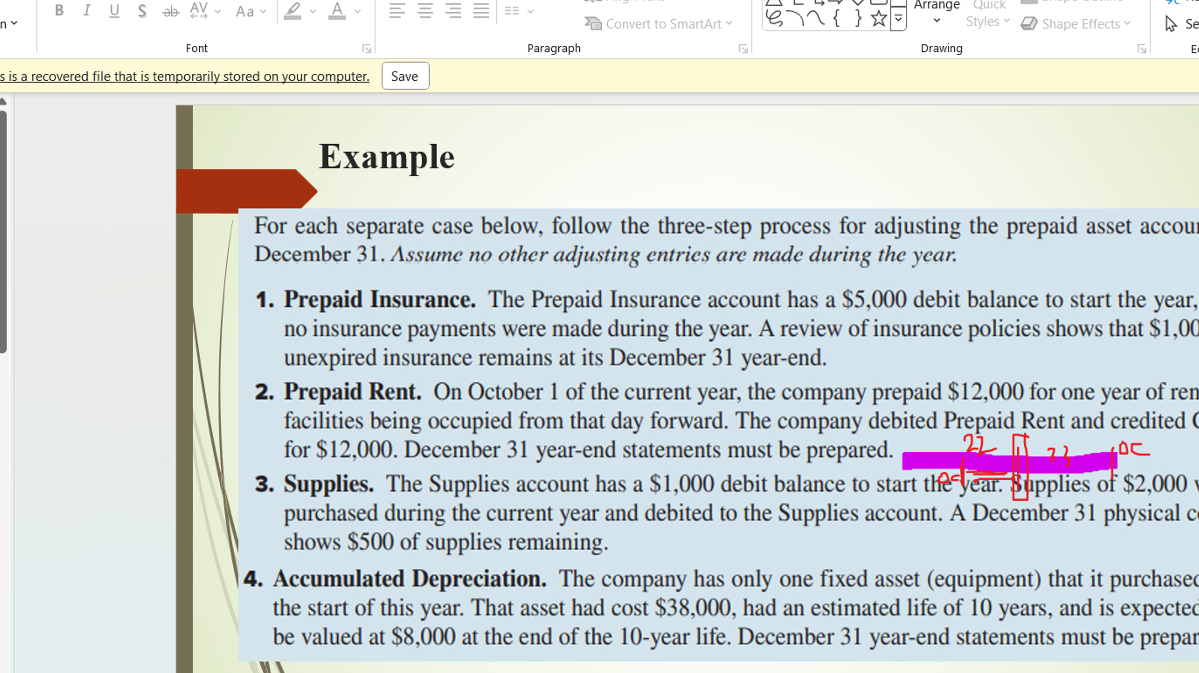  For each separate case below, follow the three-step process for adjusting