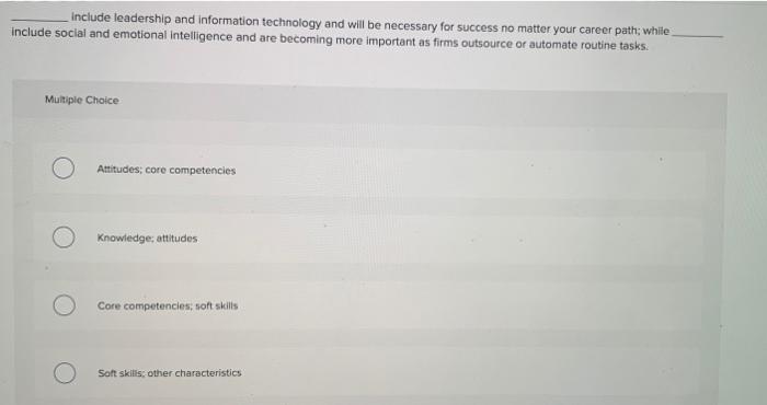  Include leadership and information technology and will be necessary for success