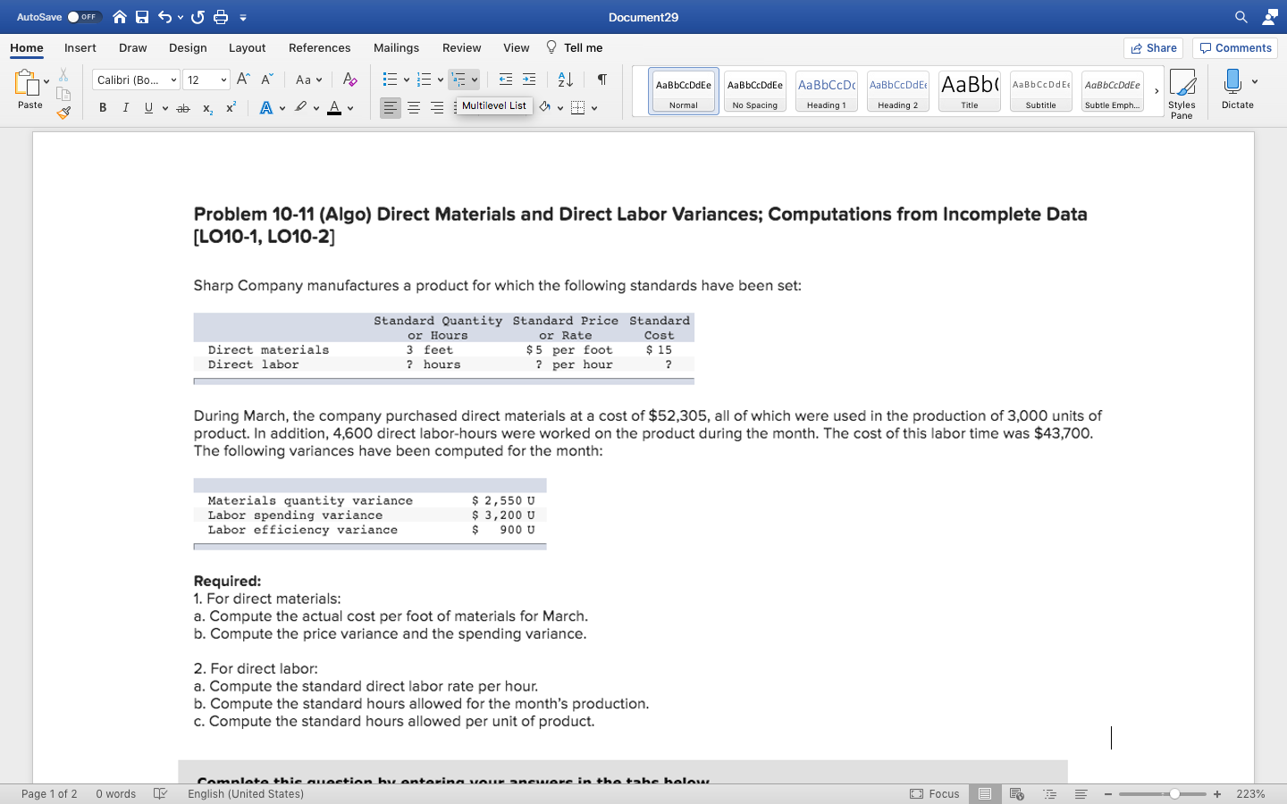  AutoSave OFF 5 Document29 Home Insert Draw Design Layout References Mailings
