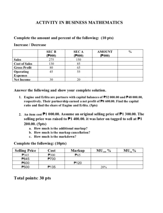 complete solution please compelete solution please answer as soon as possible ACTIVITY