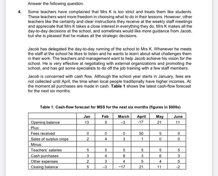  Answer the following question. 4. Some teachers have complained that Mrs