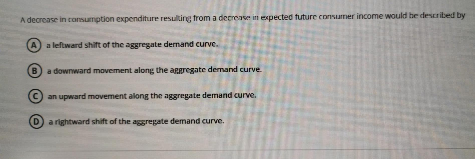 A decrease in consumption expenditure resulting from a decrease in expected