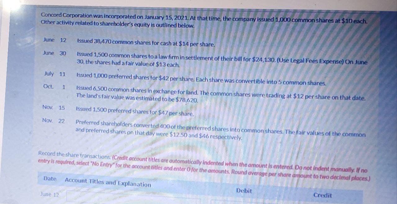 Please answer me detailed explanation step by step . Concord Corporation was