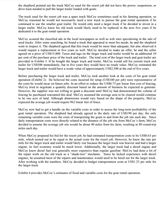 Total Revenue = 375x (Revenue/ day is given in Exhibit 1) Total