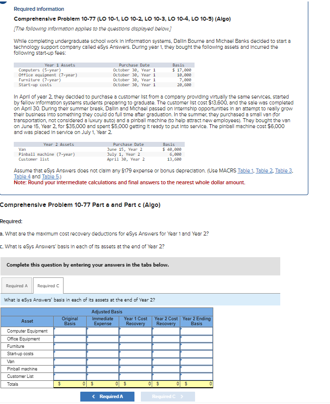  Comprehenslve Problem 10-77(LO 10-1, LO 10-2, LO 10-3, LO 10-4, LO