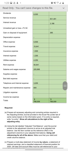 save changes to this file. Account Name Unadjusted Trial Balance at December