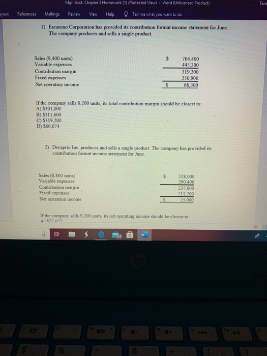 Mgr. Acct. Chapter 5 Homework (1) (Protected View) - Word (Unlicensed