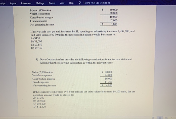 want to do 1) Escareno Corporation has provided its contribution format income
