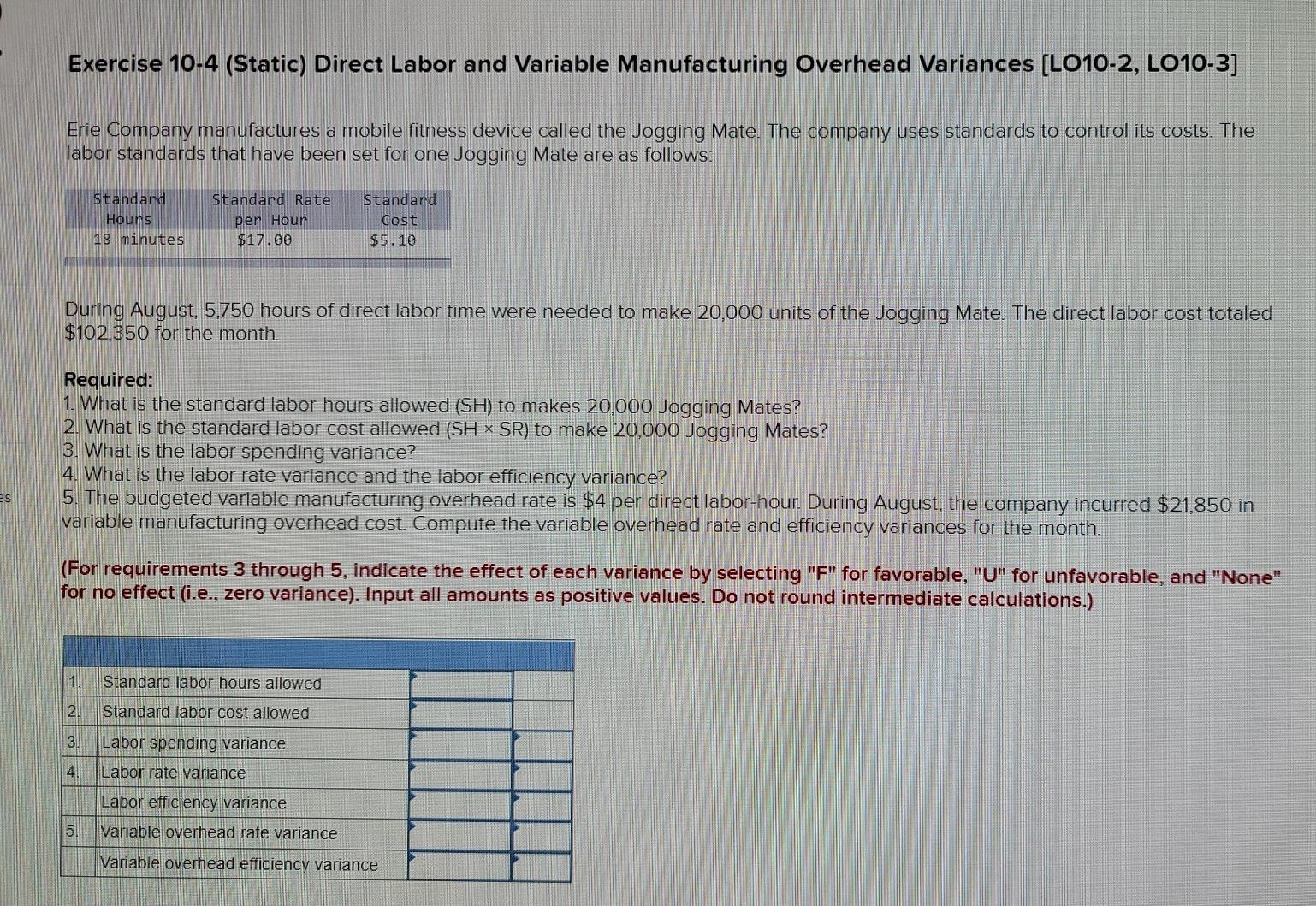 overhead Total standard cost per unit ook Standard Cost $ $0.00 31.50