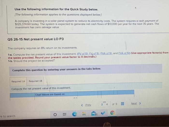  Use the following information for the Quick Study below. [The following