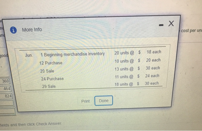 Inventory transactions for a line of merchandise inventory Click the icon to