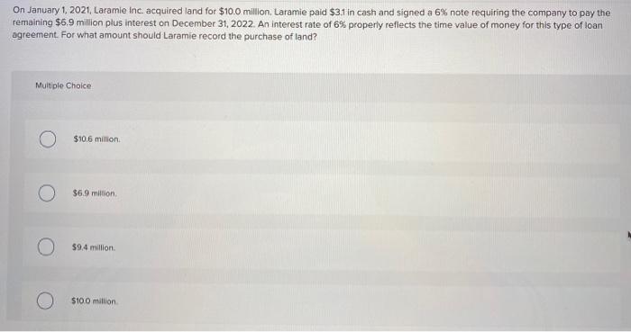 company acquired an office building on three acres of land for a