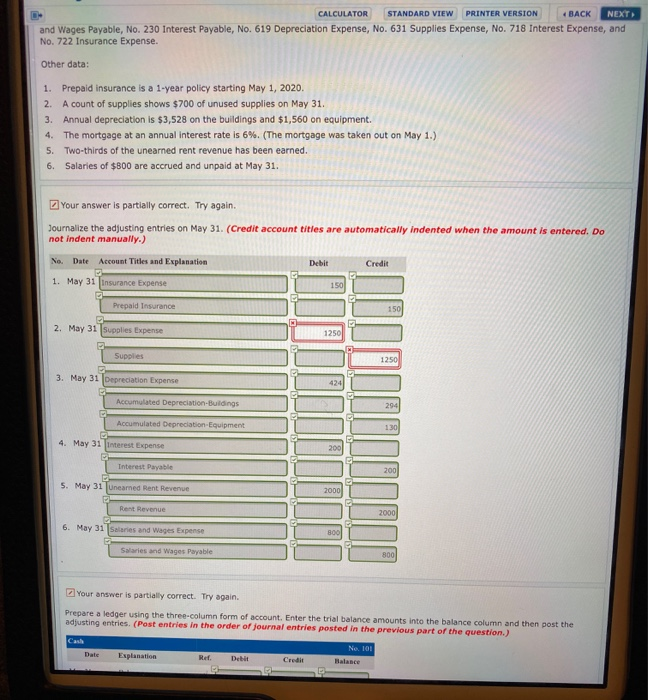 Hotel opened for business on May 1, 2020. Its trial balance before