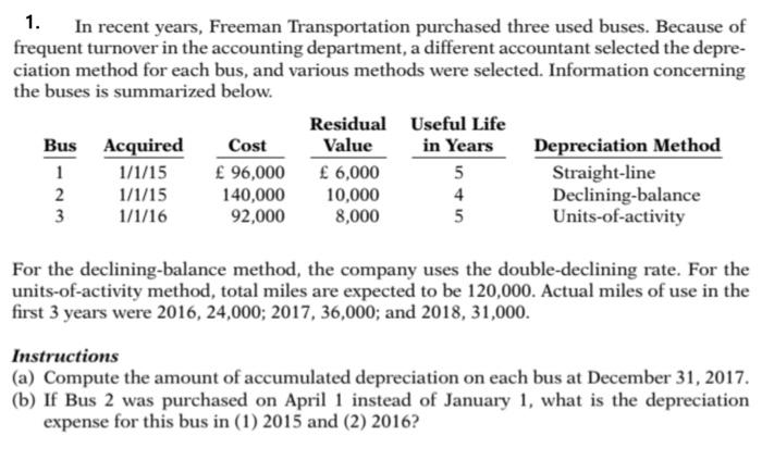solve A to B please 1. In recent years, Freeman Transportation purchased