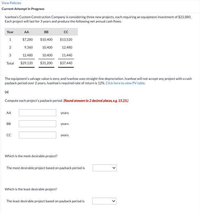 View Policies Current Attempt in Progress Ivanhoe's Custom Construction Company is