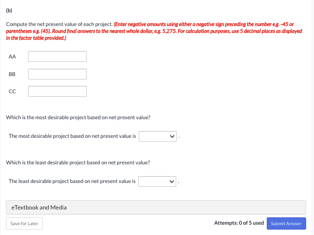 considering three new projects, each requiring an equipment investment of $22,880. Each