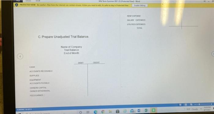 Purchased supplies on account, $1,800. 3. Received cash from customers on account,