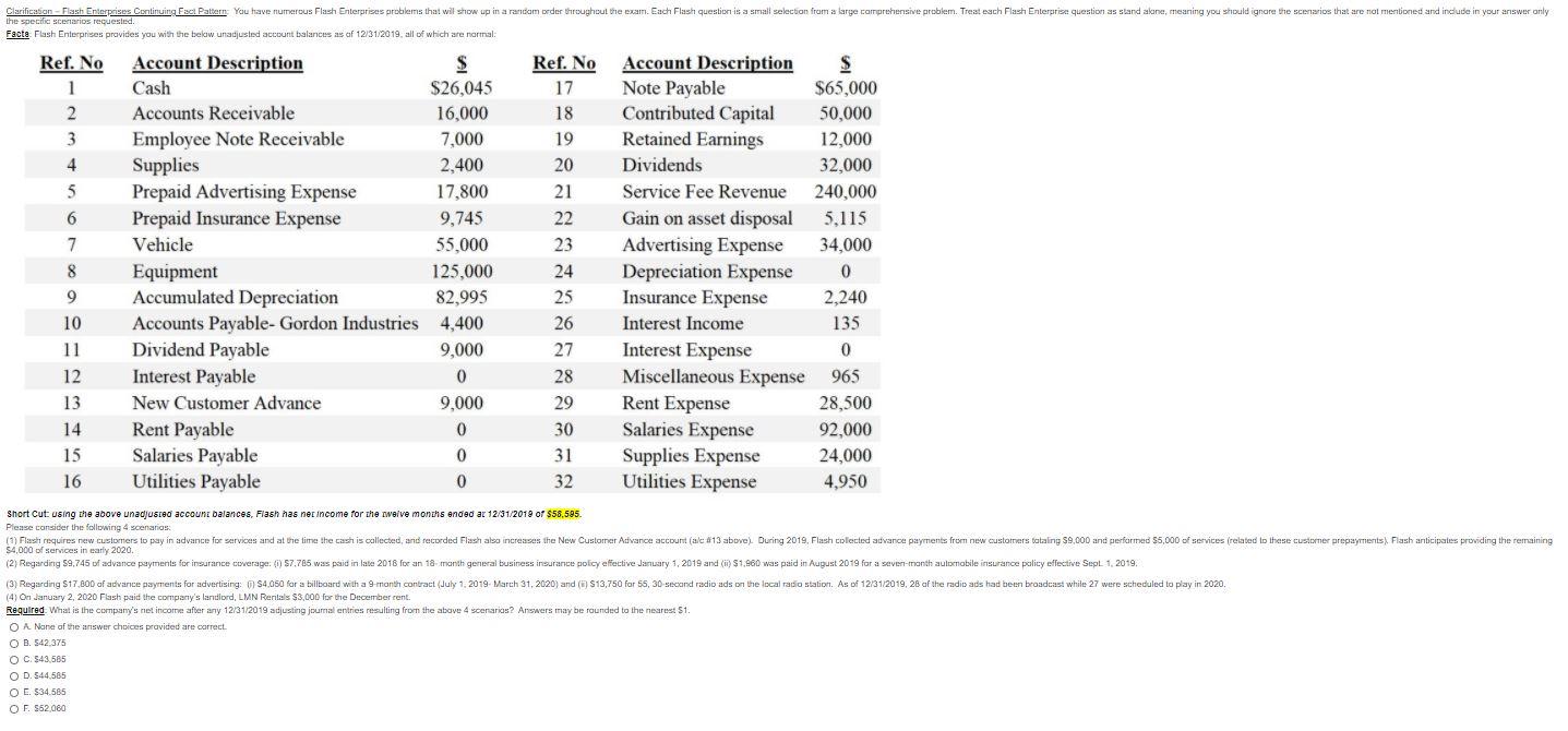  17,800 Clarification - Flash Enterprises Continuing Fact Pattern. You have numerous