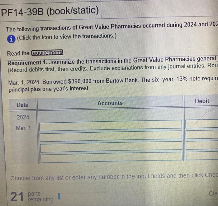 transactions in the Great Value Pharmacies general Journal Round all answers to