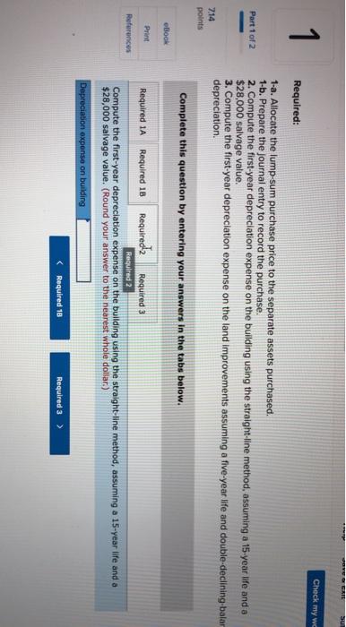 several assets on January 1 at a total cash price of $840,000.