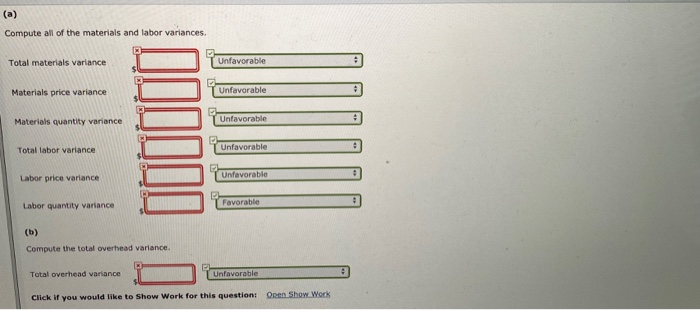 manufactures a single product. The standard cost per unit of product is