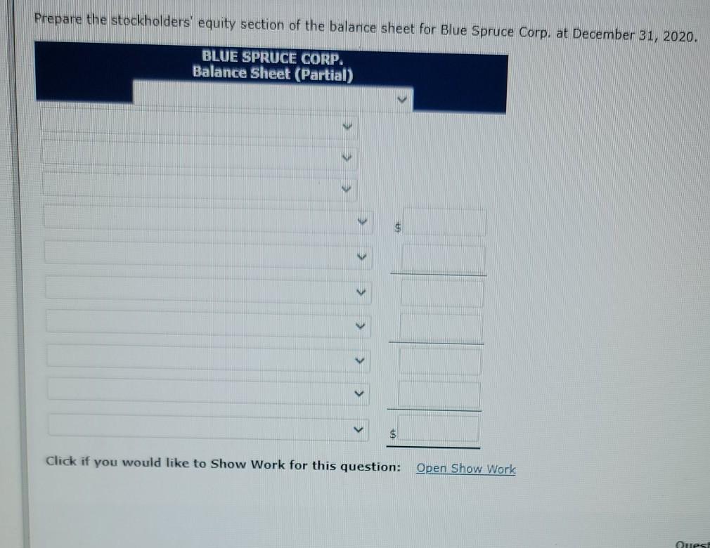 the Blue Spruce Corp. had $2,700,000 of $10 par value common stock