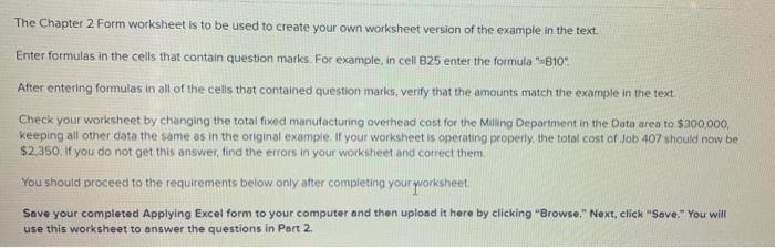 part 1 part 2 The Chapter 2 Form worksheet is to be