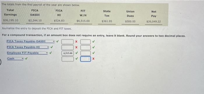 we just need the missing red "x" The totals from the first