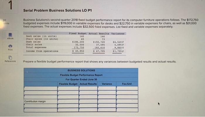 please solve in tables 1 Serial Problem Business Solutions LO P1 20