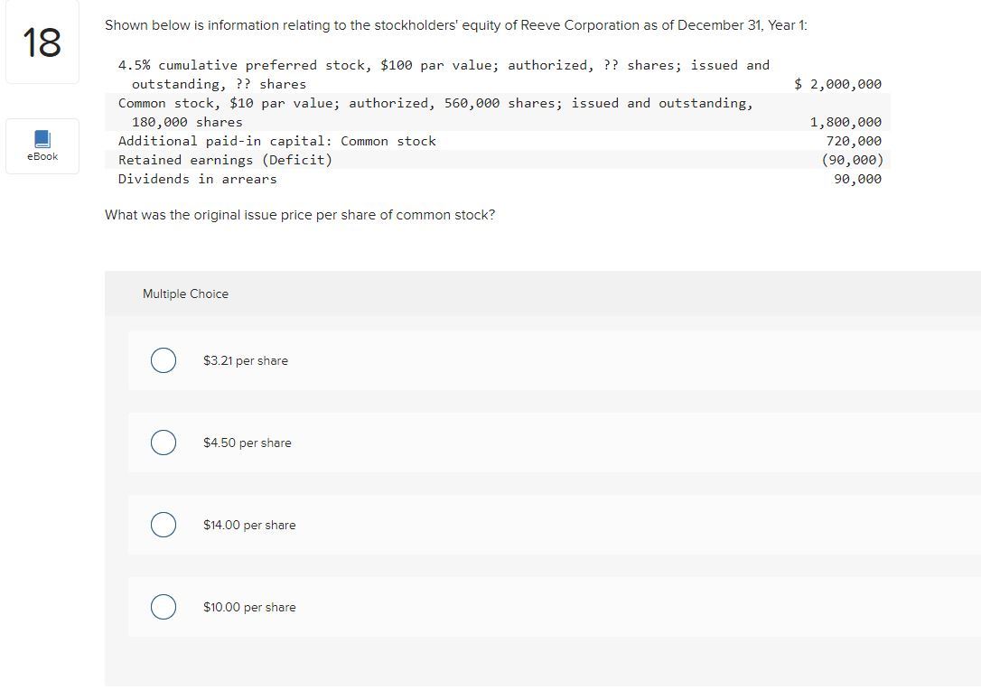 Please Answer both questions Shown below is information relating to the stockholders'
