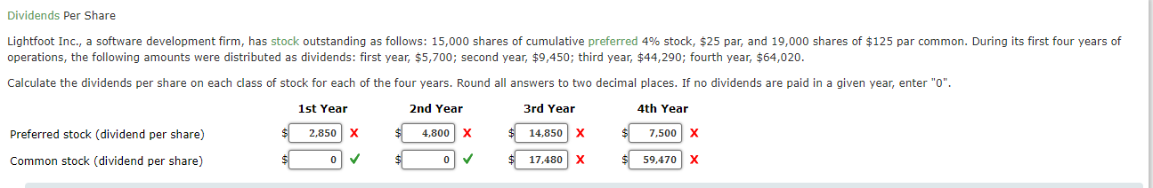  Dividends Per Share Lightfoot Inc., a software development firm, has stock