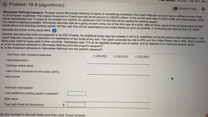 Refining Company is considering investing in the Czech Republic so as to