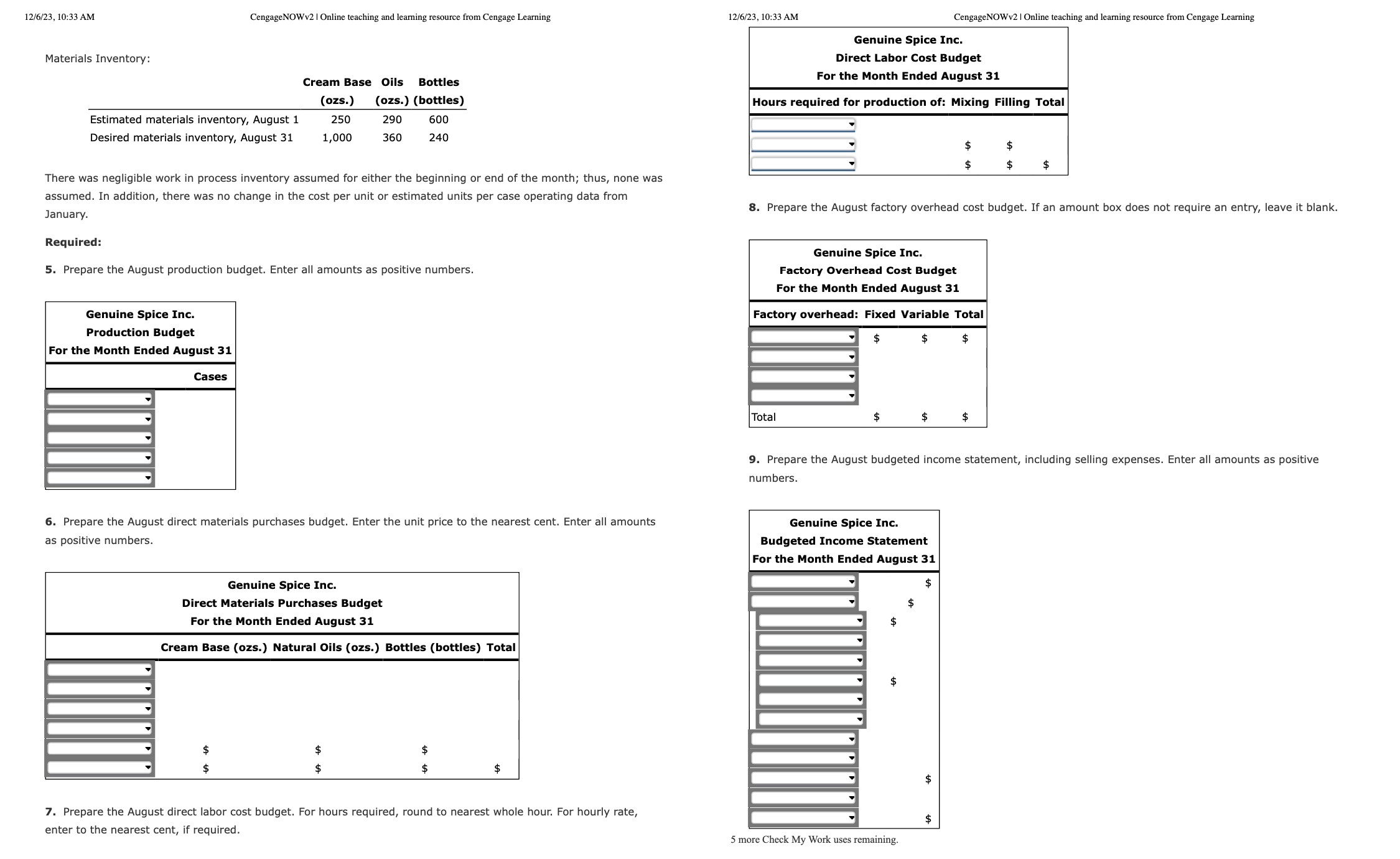  Comprehensive Problem 5 Part B: Note: This section is a continuation
